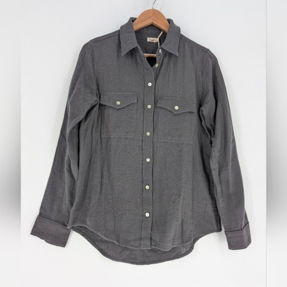 Faherty Indio Shirt Washed Black‎ Organic Cotton Double Gauze Button Down Small